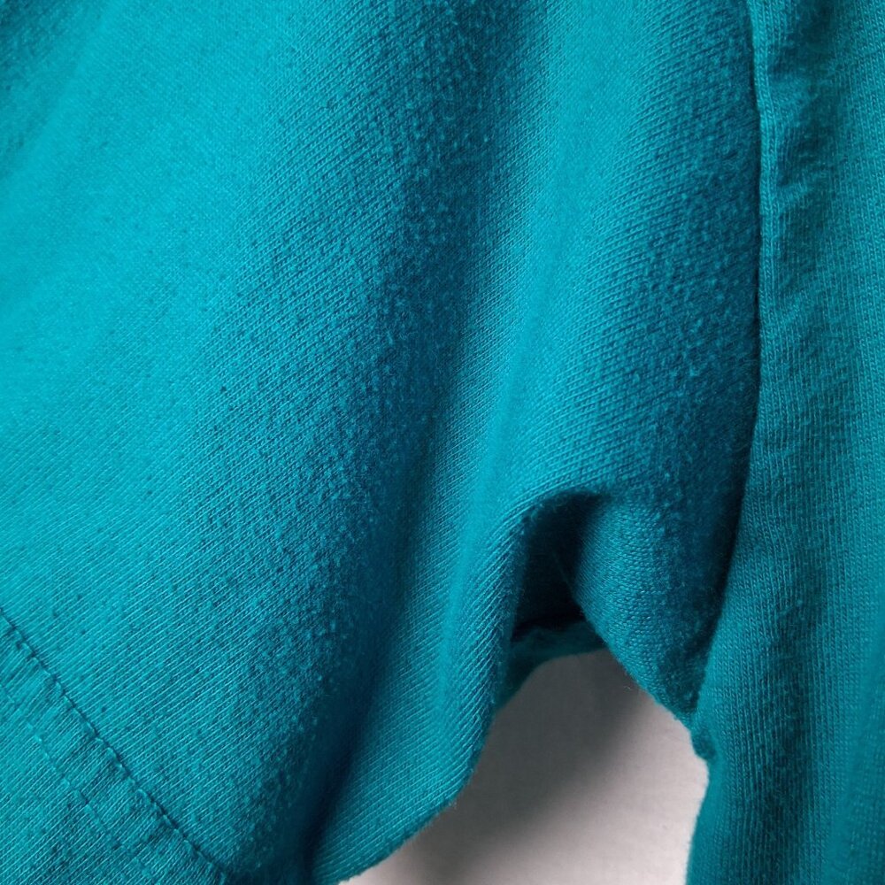 Vintage 1990s Bold Spirit Shirt Women Medium Turquoise Gold Sun Patch Celestial - Picture 11 of 13